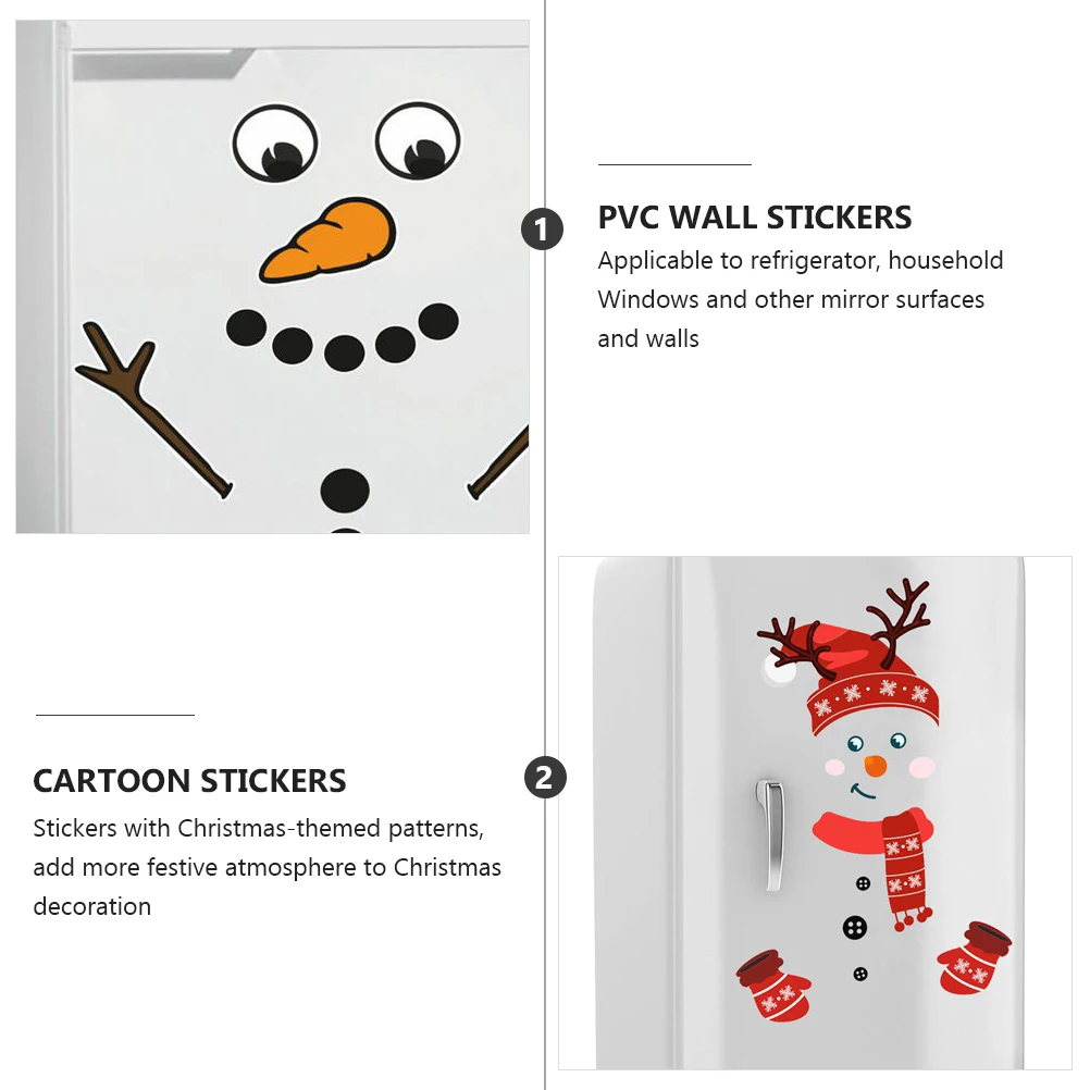 

2Pcs Christmas Refrigerator Stickers PVC Self-Adhesive Wall Posters Red Black Holiday Decor PVC Posters for Home