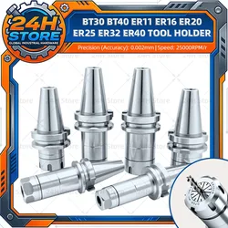 Hassas 0.002 BT ER BT30 BT40 bıçak sapı ER16 ER20 ER25 ER32 70 100L CNC işleme merkezi mili takım tutucu için bıçak sapı