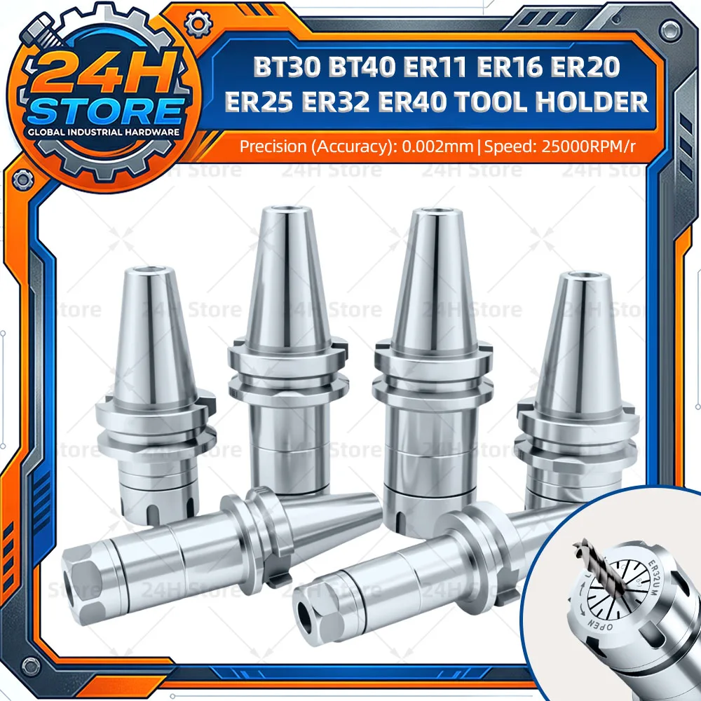 Precision 0.002 BT30 BT40 BT50 ER11 ER16 ER20 ER25 ER32 ER40 Tool Holder CNC Machining Center Spindle Tools Holder BT ER 70L 100
