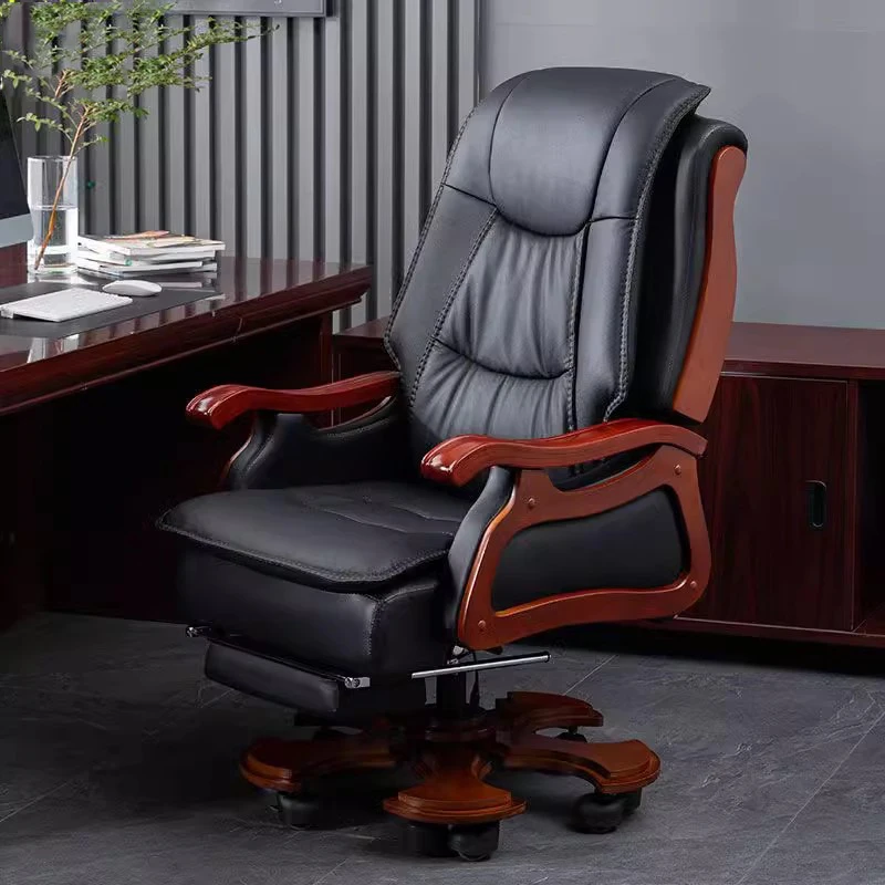 Leather Boss Office Chair Ergonomic Back Support Arm Massage Office Chair Design Footrest Cadeira De Escritorio Furniture