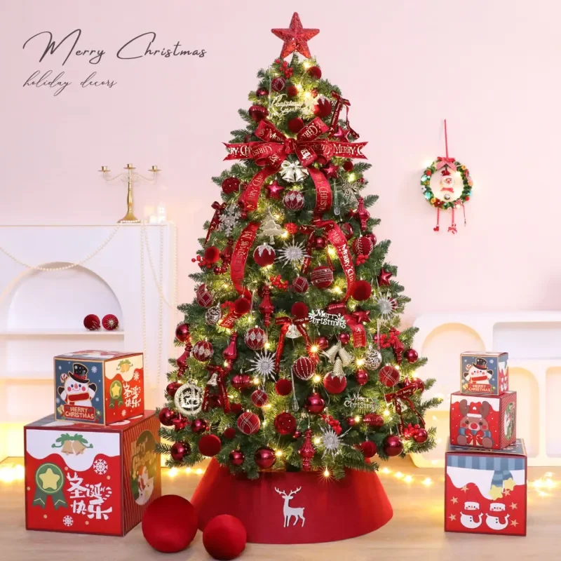 For New Simulated Christmas Tree Set Burgundy Style Home Large Decorative Ornament Same Style