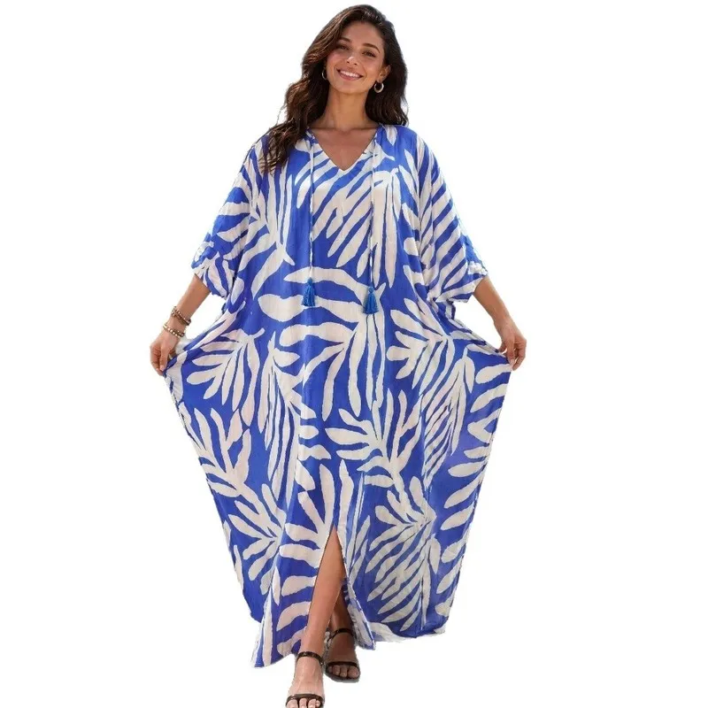 plus size kaftan beach sunscreen bikini outer cover up breathable flowy swim suit cover up for tropical holiday seaside daily we
