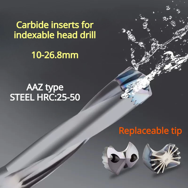 Carbide inserts Replaceable tip High precision 10-26.8mm for indexable head drill SMD U Drill to Processing steel HRC 25-50