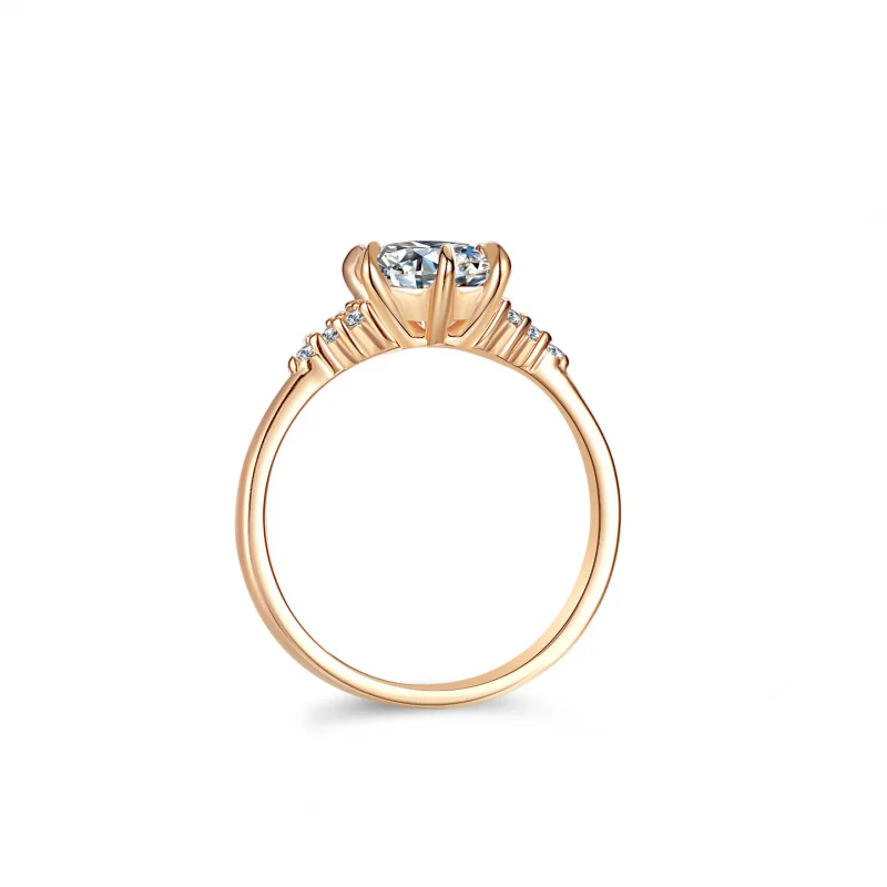 S925Sterling Silver Plated18KMoissanite Diamond Ring for Women Six-Prong WeddinginsCustom Wholesale Rose Gold Rings