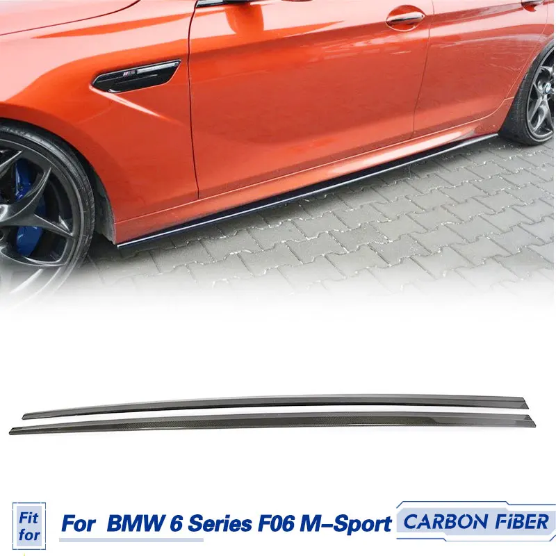 Car Side Skirts Extensions Carbon Fiber for BMW 6 Series F06 M-Sport 4-Door 2012-2017 Racing Side Door Bumper Apron Lip Body Kit