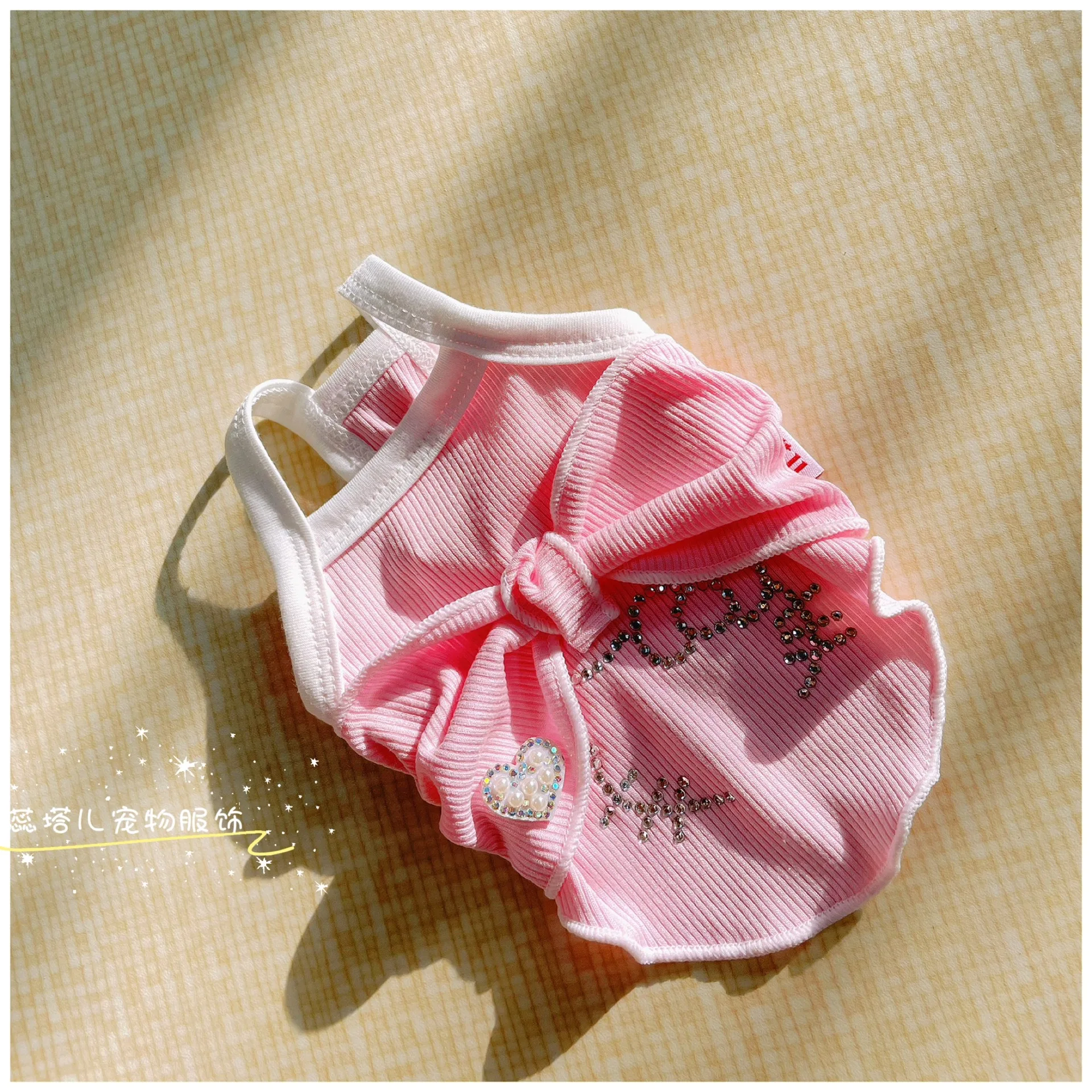

Puppy Dog Cats Clothing Summer Cute Candy Color Bow Sling Vest For Small Medium Dogs Chihuahua Poodle Pet Clothes Home Wear Vest