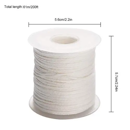 1 Roll 200 Feet 61M White Candle Wick Cotton Candle Woven Wick for Candle DIY and Candle Making Candle Making Supplies