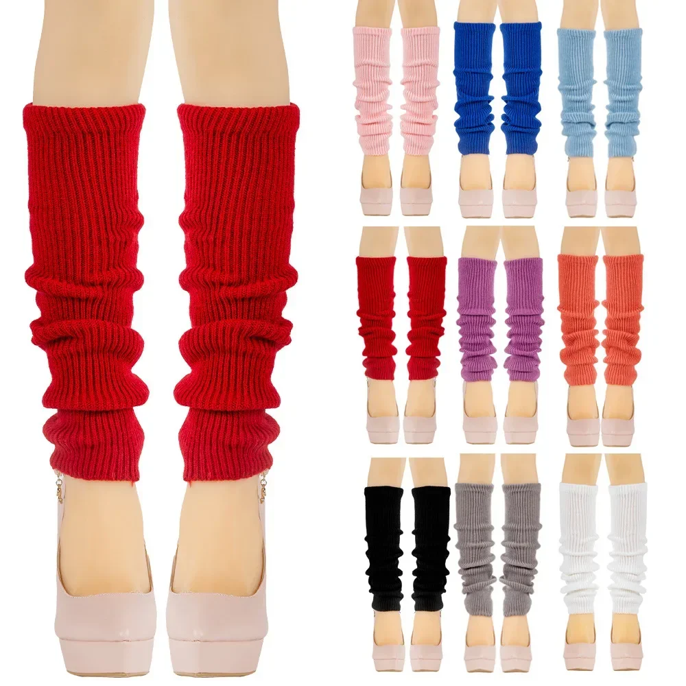 Women Children Yoga Latin Dance Knitted Woolen Legwarmers JK Lolita Leg Warmers Solid Color Japanese Winter Warm Pile Socks