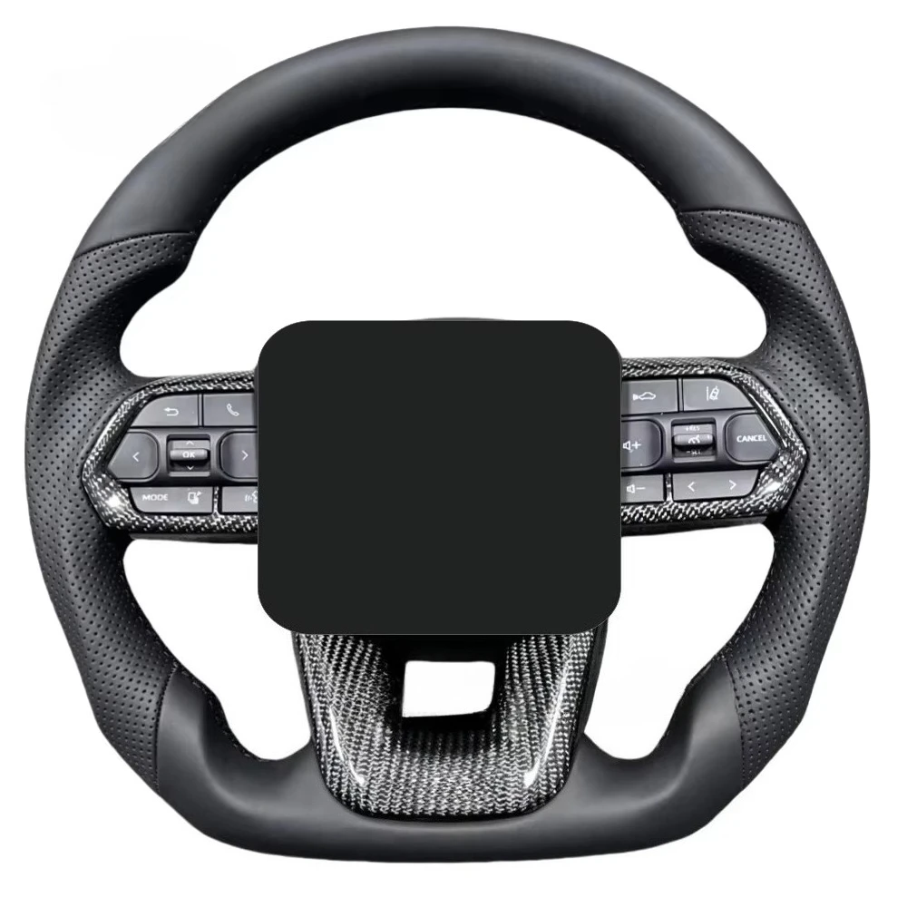 Venta caliente para Toyota LC300 de GR Logo cuero Real conjunto de volante de cuero perforado negro