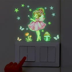 1pcs Fairy Butterfly Glow in the Dark Switch Sticker Wall Decals for Bedroom Home Decor