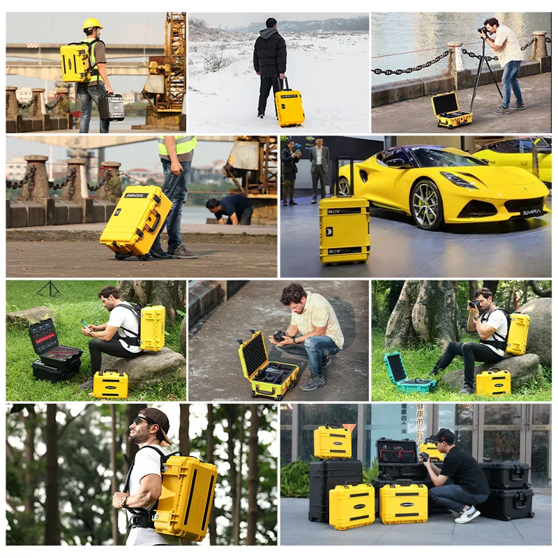 Portable rugged plastic toolbox storage box, multifunctional instrument equipment protection hand-pull safety tow box