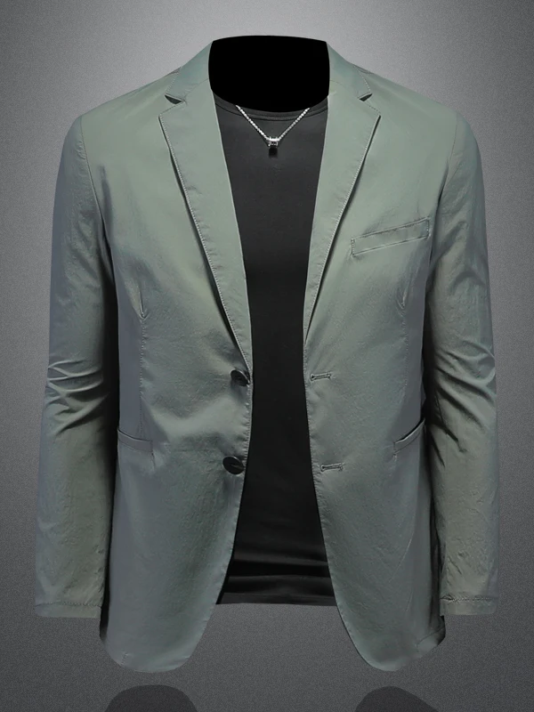 

Мужской повседневный костюм-пиджак из полиэстера для весны и лета, тонкий, приталенный, с круглым низом, модный, деловой, повседневный, цветной