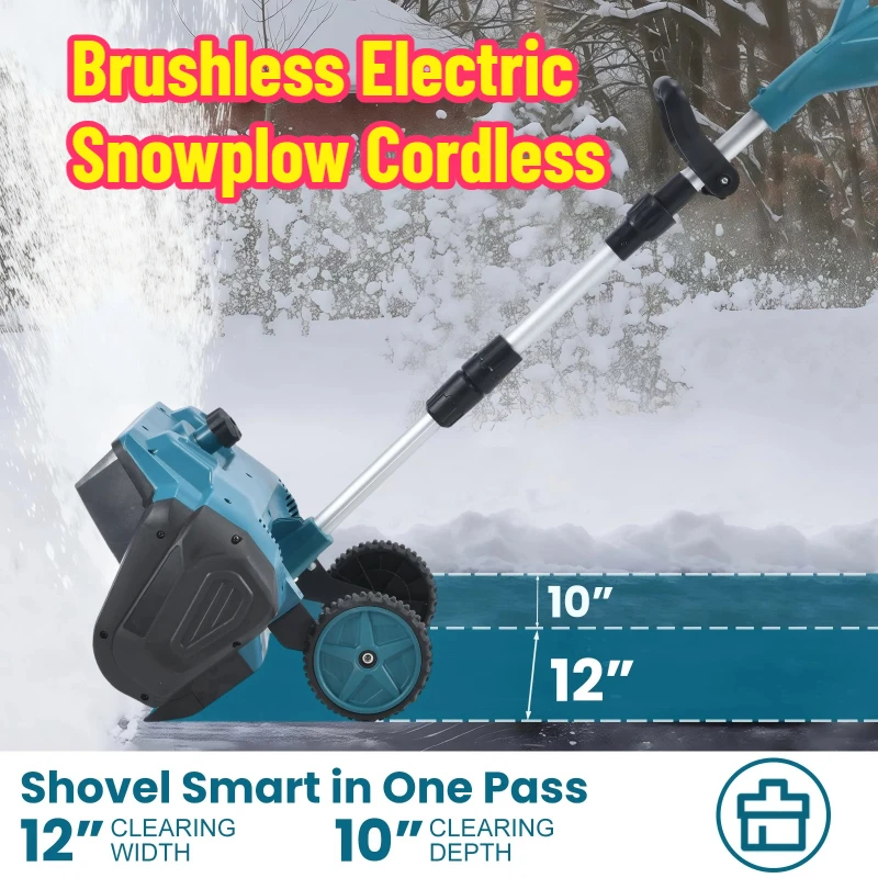 

1000W Brushless Electric Snowplow Cordless Rechargeable Road Yard Snow Clearing Power Tools For 18V Battery Pin