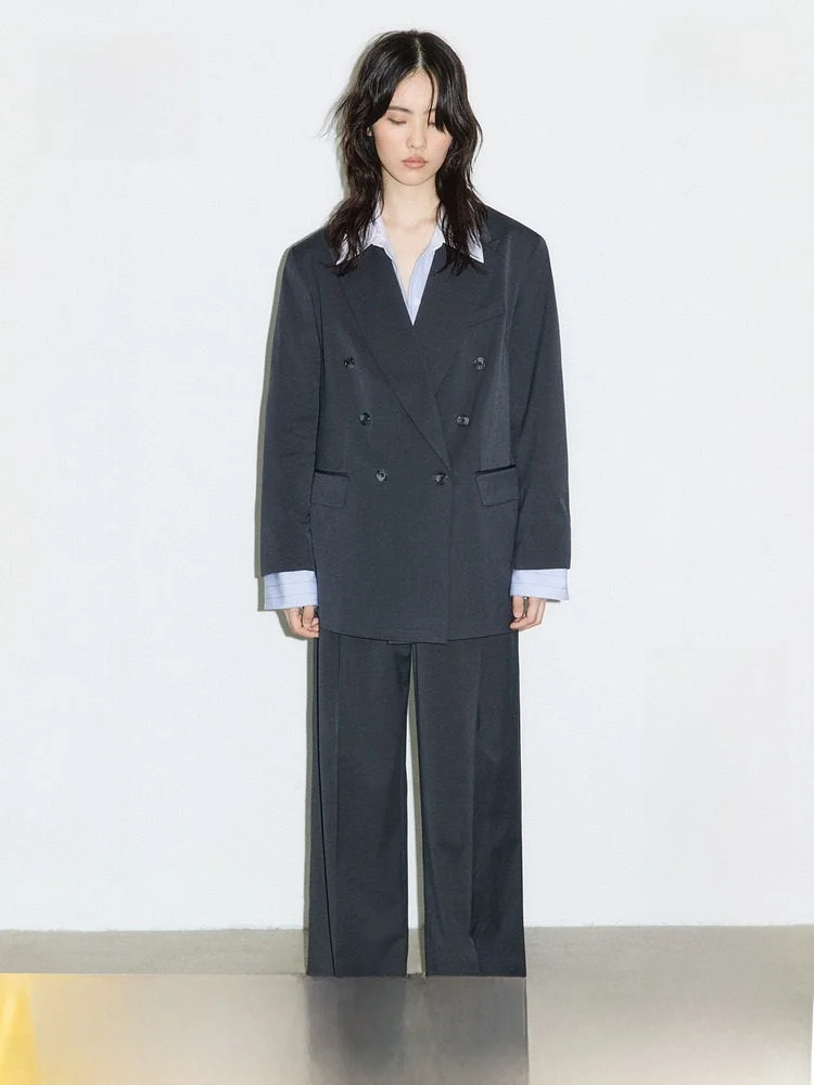 

Женский костюм H&M: повседневный стиль, V-образный вырез, двубортный, оверсайз, из клетчатой ткани, для работы и на каждый день