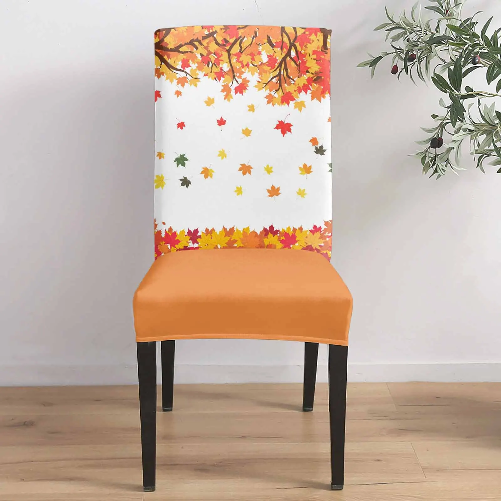 

Autumn Maple Leaves Branch 4/6/8PCS Spandex Elastic Chair Case For Wedding Hotel Banquet Dining Room