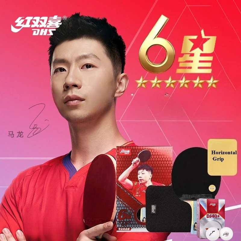 

DHS Table Tennis Racket 6 Star H6002 Ping Pong Paddle Racket Bat Hurricane 3 Tin Arc Sticky Rubber for Fast Attack Training