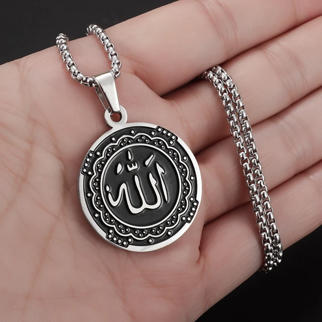 Mens 45+ Grams Big buy 3'' Allahu Akbar Muslim Pendent Arabic Allah Charm Medallion