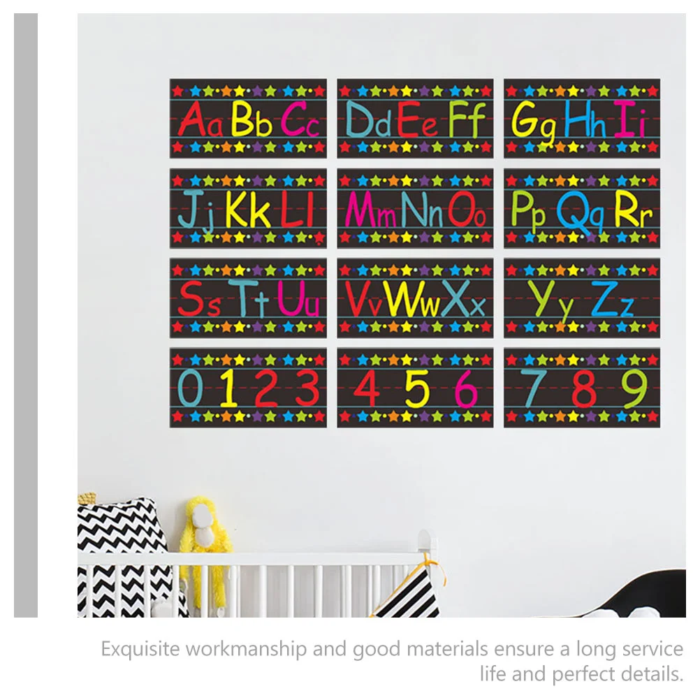 Pegatina de pared alfanumérica para decoración de aula, calcomanía con números, alfabeto, se puede mover, póster compacto, suministro para niños, bricolaje