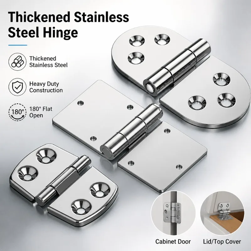 Thickened Stainless Steel Hinge Daquan Hardware Folding 180 Degree Flat Open Leaf Cabinet Door Lid Heavy Hinge Lotus Leaf