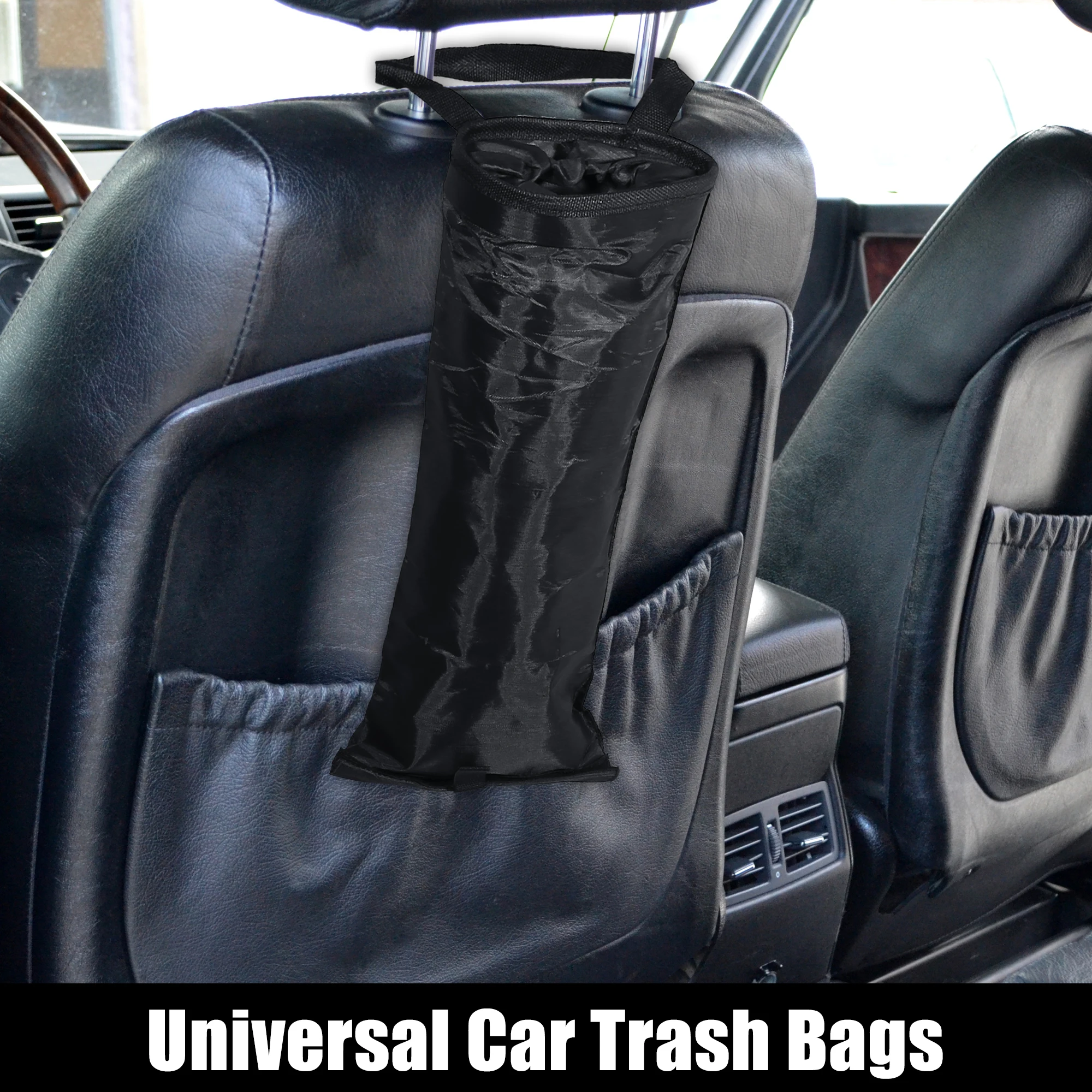 UXCELL Car Trash Bags Automotive Detachable Hanging Garbage Bag for Car Hanging Back Seat for Outdoor Traveling Black