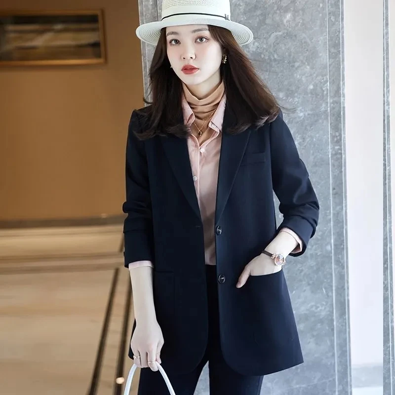 Women Chic Office Lady Single Breasted Blazer Vintage Coat Fashion Notched Collar Long Sleeve Ladies Outerwear Stylish Tops New