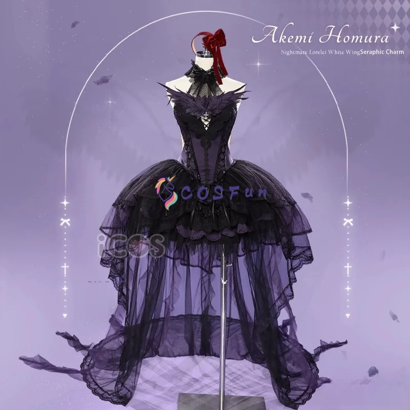 blue dress for baby girl Puella Magi Madoka Magica Homura Akemi Women Black Gothic Dress Cosplay  Costume main image 0