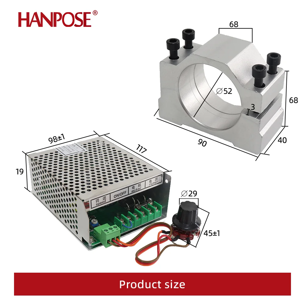 52mm clamps Air cooled 0.5kw Air cooled spindle ER11 chuck CNC 500W Spindle Motor + Power Supply speed governor for CNC milling