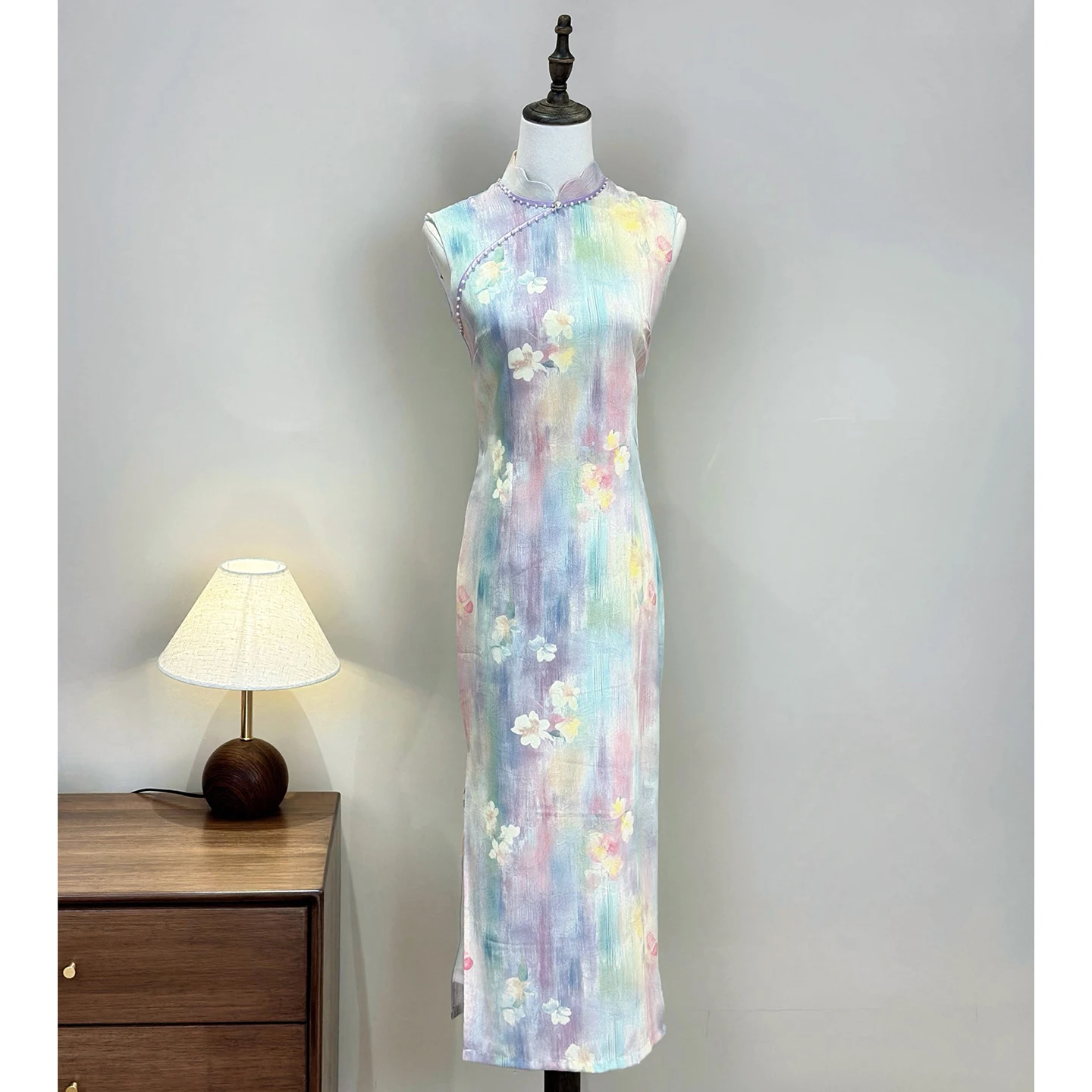 

Elegant Sweet Girl's Sleeveless Qipao Dress Chinese Style Daily Wear Breathable Long Skirt Floral Patterned Summer New Arrival