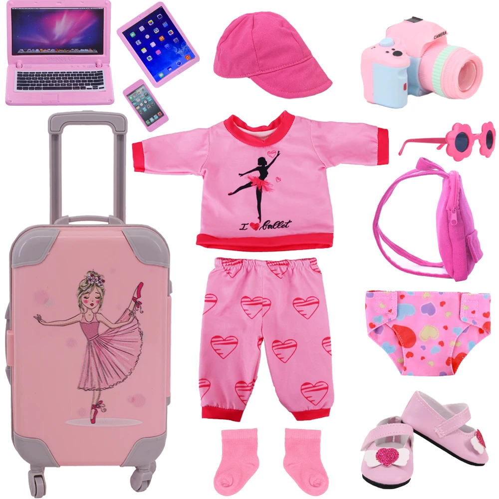 The Ballet Girl Doll Clothes Shoes Suitcase Accessories Fits 18 Inch &43Cm Baby Newborn Doll Our Generation Kid`s Toy DIY Gifts