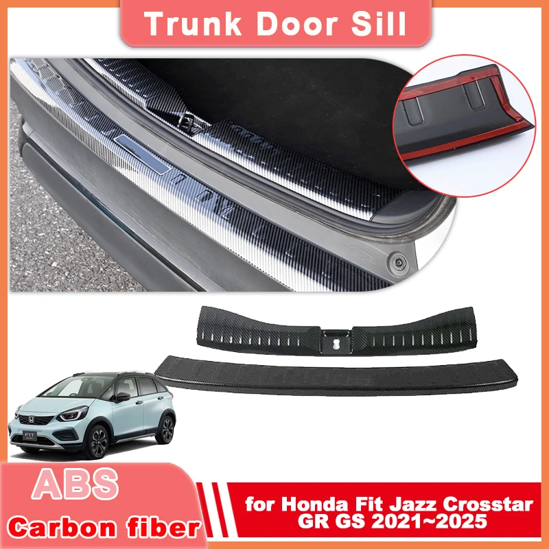 

Накладка на порог багажника для Honda Fit Jazz Crosstar GR GS 2021 ~ 2025, накладка на порог из углеродного волокна, наклейка, аксессуары