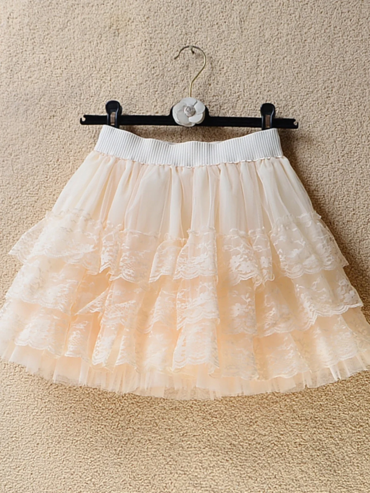 Summer High Waist Versatile Half Skirt Dancing Full Layered Lace Tulle Cake Short Skirt Women\'s Korean Style Commute Pure Color