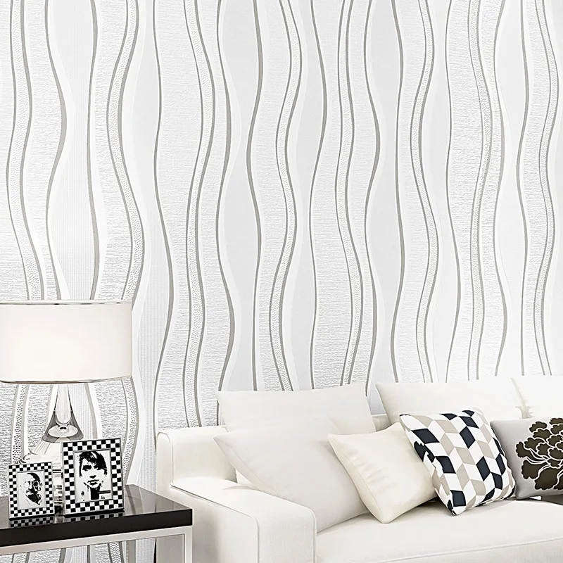 

Modern simple non-woven wallpaper vertical stripes 3D three-dimensional hotel hotel living room background wall paper