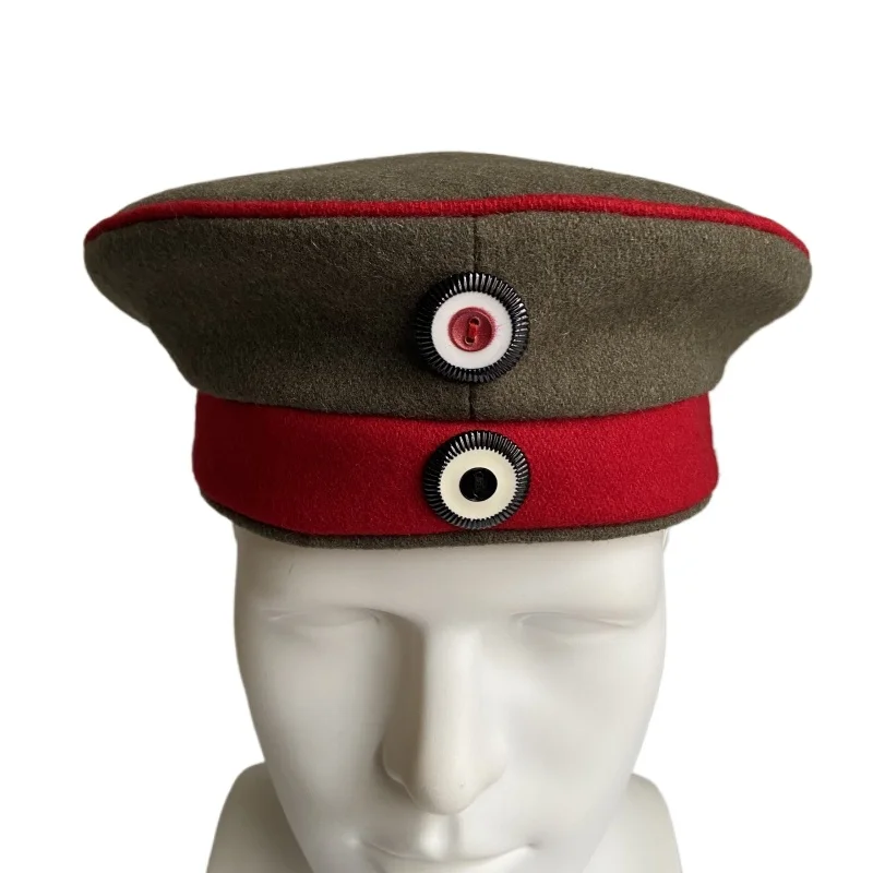 Imperial German WWI Field Cap Red Band Prussian Armyed Krätzchen Mütze Hat Cockade Reproduction Feldmütze