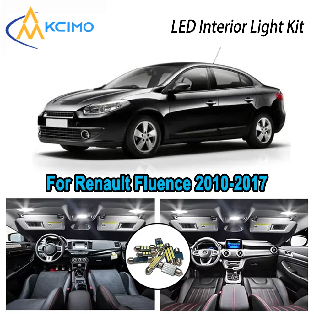 

High-Quality LED Interior Kit for Renault Fluence 2010-2017 2011 2012 2013 Premium Error-Free Dome Map Trunk Automotive Lamps