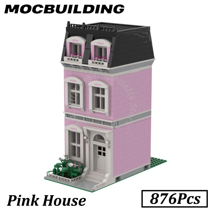 Modular City Street View House Buildings Pink Display MOC Building Blocks Bricks Construction Toys Gifts Christmas