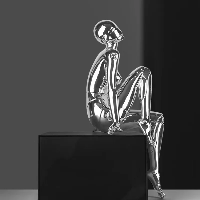 Abstract Human Figure Art Sitting Statue Desktop Resin Ornament Modern Minimalist Table Decor For Living Room Bookshelf Gift