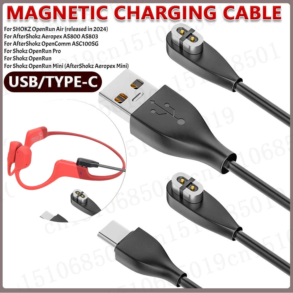 

Magnetic Charger Cord USB /Type-C Charger Cable Power Cord for Aftershokz Headphones for Shokz OpenRun/OpenRun Mini/OpenComm