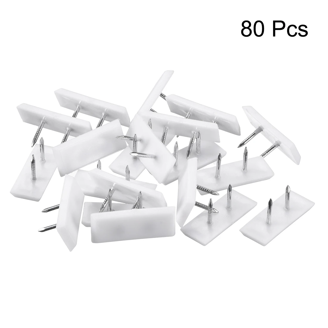 Uxcell 20/40/60/80pcs Furniture Feet Nail, Square Chair Table Leg Protector Pad 31mm x 12mm White Plastic