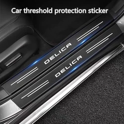 Carbon Fiber Car Sticker Auto Door Threshold Anti Scratch Tape Protective Strip For Mitsubishi Delica D5 L400 Accessories