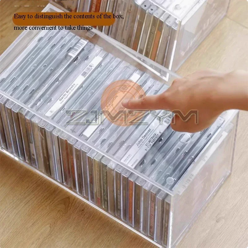 Acrylic CD Storage Box Transparent Plastic DVD CD Organizers Bin