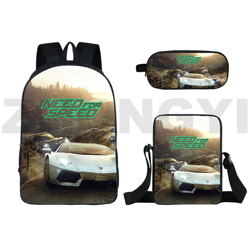 Need for Speed 3D Backpack Hot Car NFS Kids School Bags 3 Pcs/Set Racing Game Canvas Backpack Men Teens Back Pack Crossbody 2022