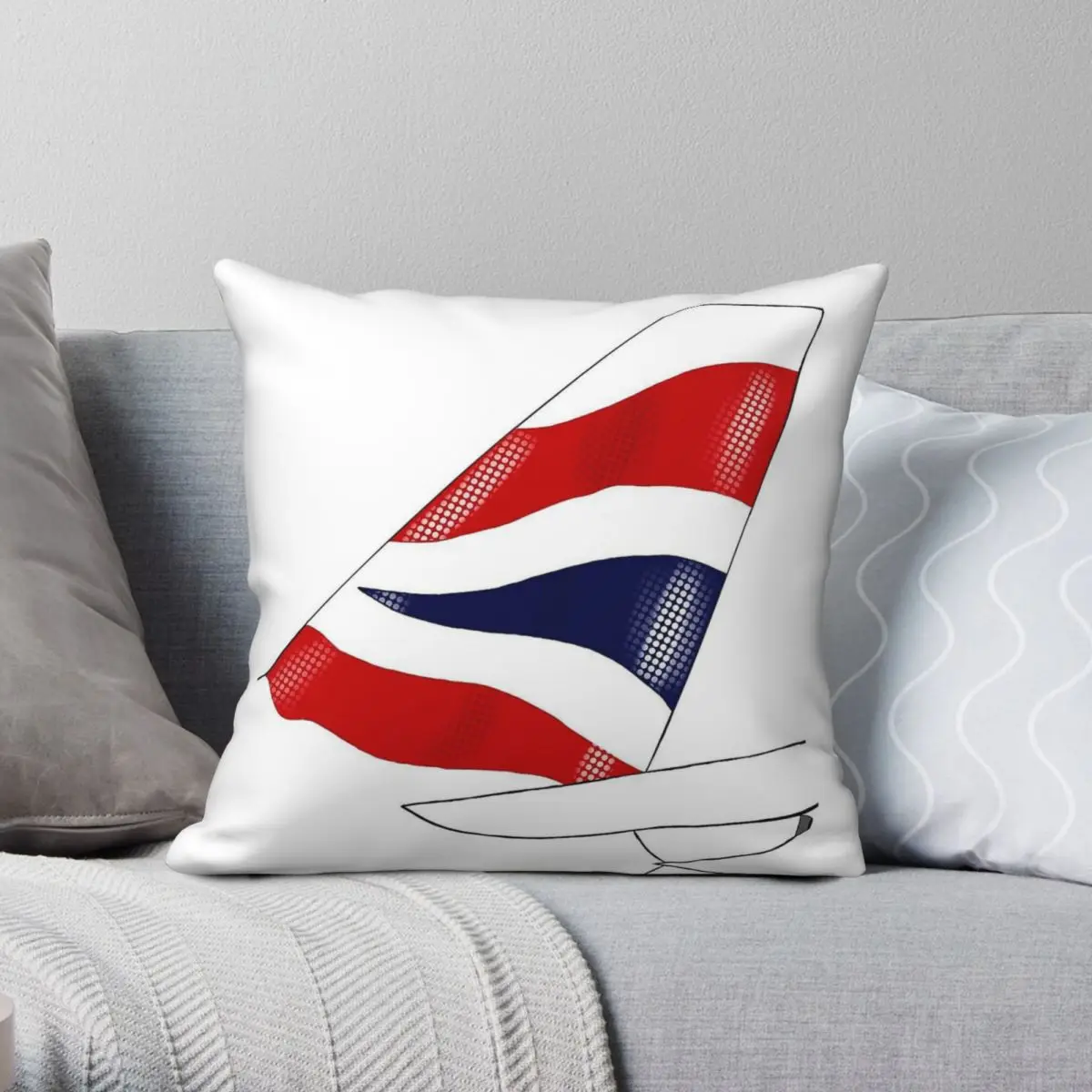 Aircraft Union Flag Tale Livery Square Pillowcase Polyester Linen Velvet Pattern Zip Decor Pillow Case Car Cushion Cover 45x45