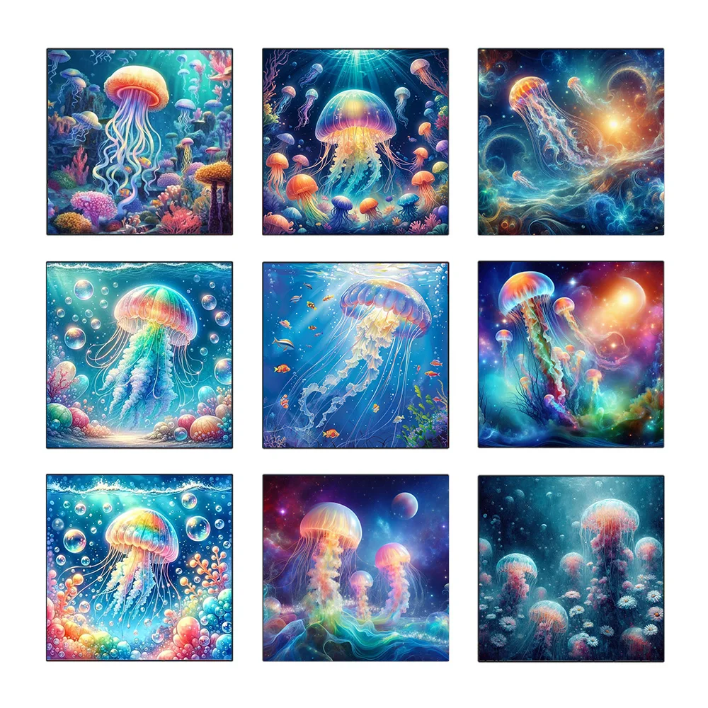 Beautiful Ocean Animal Jellyfish Diamond Painting Fantasy Scenery 5D Mosaic Kits DIY Full  Drills Embroidery Cross Stitch Decor