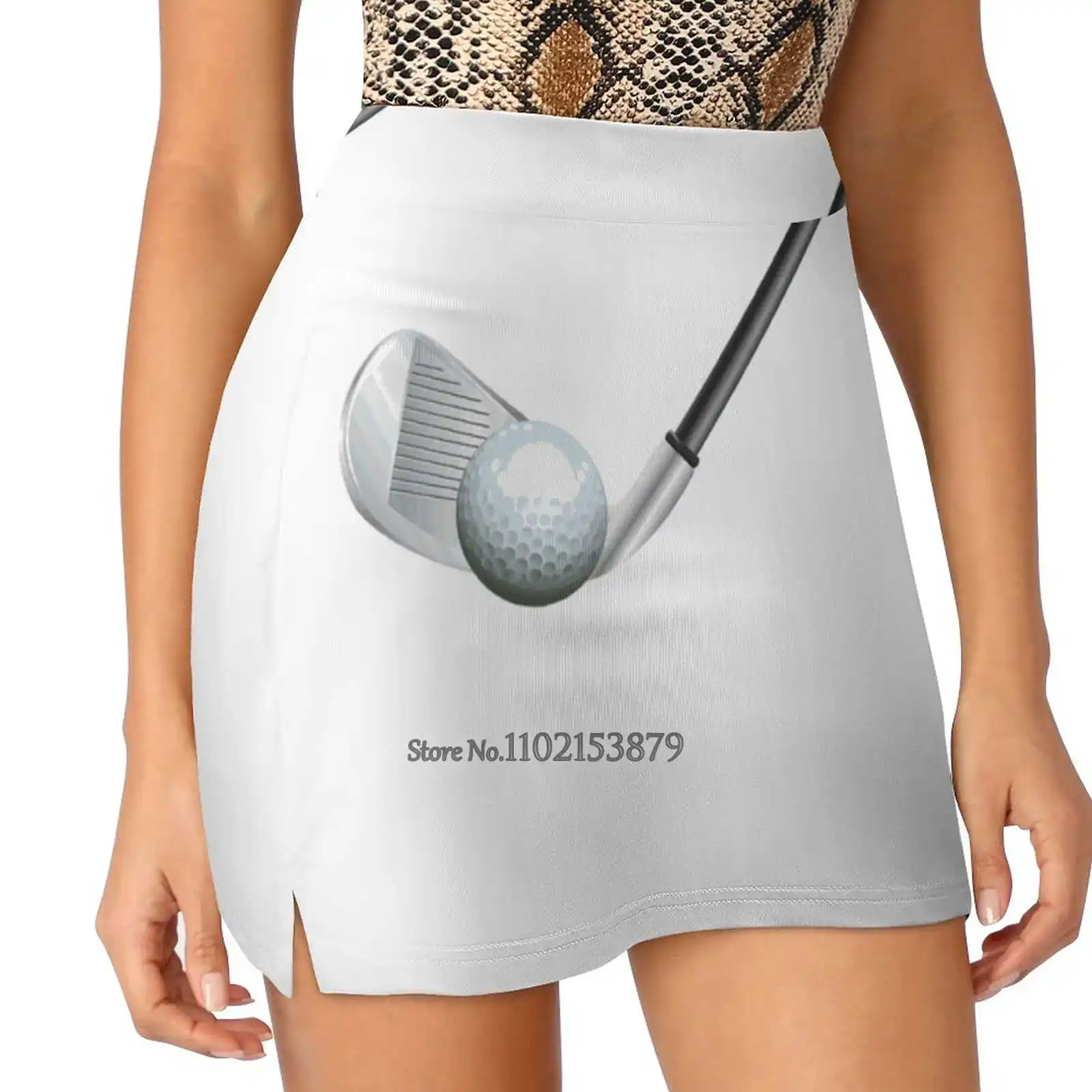 Golf Stick And Ball Women Sports Skirt Tennis Golf Dance Fitness Running Yoga Skirts Golf Stick Ball Bright Golf Course Grass