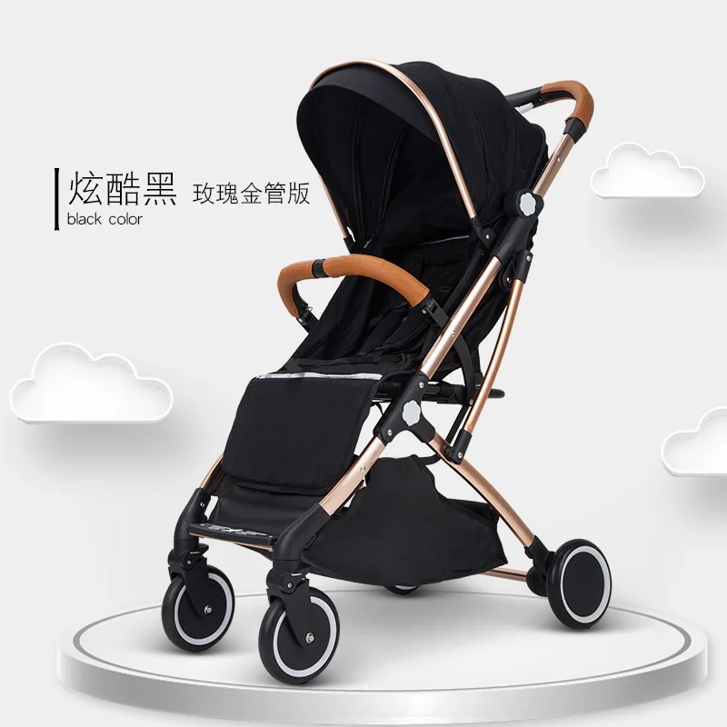

High Landscape Baby Stroller Ultra Lightweight Foldable Four-wheel Shock-absorbing Children's Stroller with Pull Rod Design