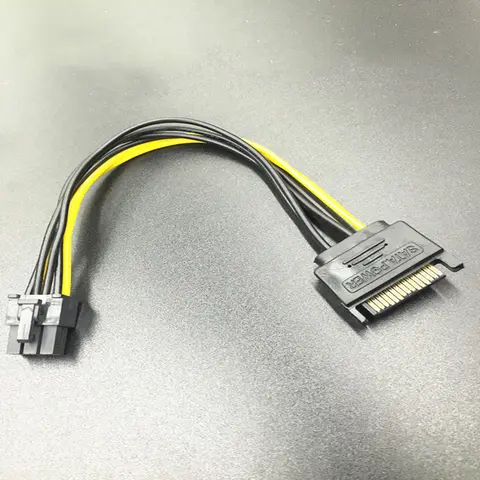 Câble d'alimentation SATA 15 broches à 6 broches PCIe PCI-E PCI Express, adaptateur 20cm SATA à 6 broches pour vecla carte Riser Mining