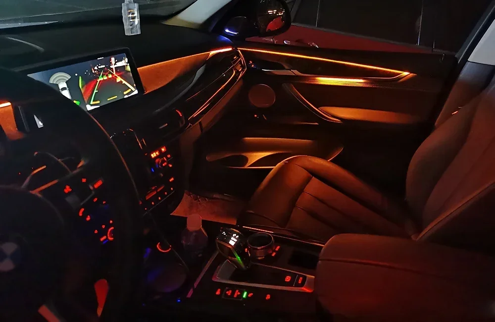 Conversão automática porta interior do carro luz ambiente iluminação decorativa tuning carro para bmw x5 x6 f15 f16 2014-2018