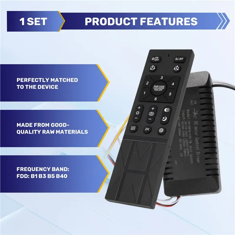 B76B Ceiling Fan Remote Control Kit, 6-Speed Adjustable Fan Remote Replacement for Bedroom Living Room