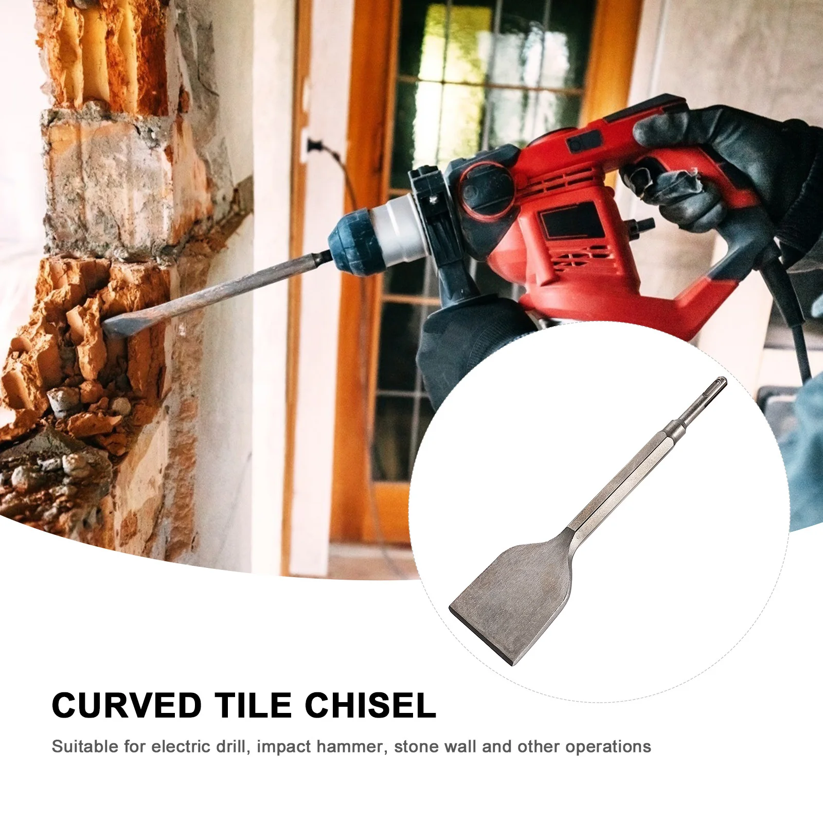 

Bent Tile Chisel Professional Rustproof Sturdy for Electric Hammer Drill Concrete Masonry Brick Wall Scaling Tool