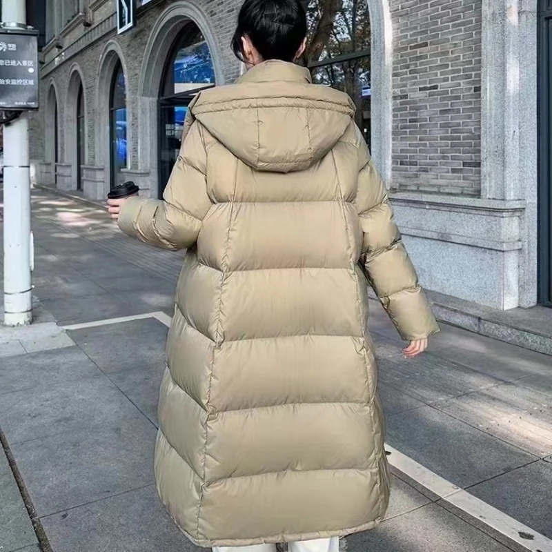 Damen Daunen jacke aus weißer Gänse, lange Mäntel, dicke Oberbekleidung, weiblicher Wintermantel, koreanische Mode, neu, 2024